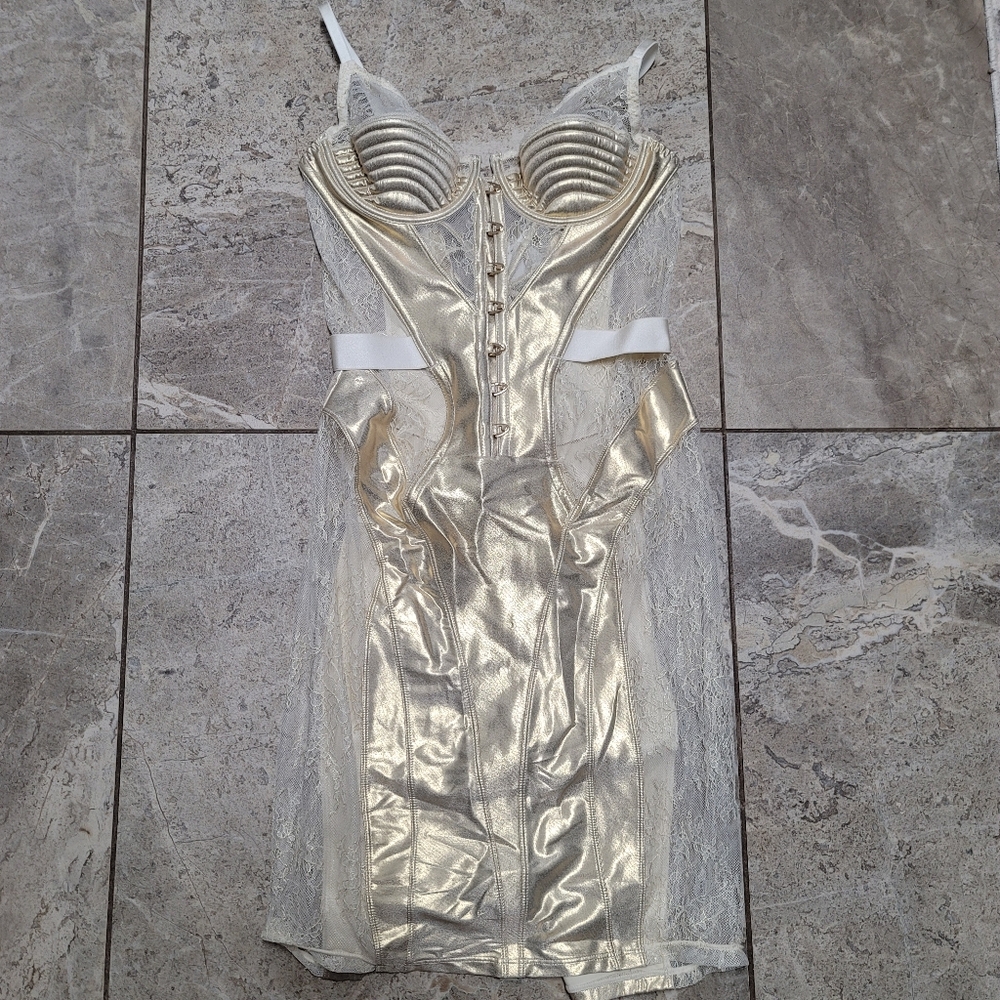 Honey Birdette Gold Satin Backless Dress - Picture 4 of 11